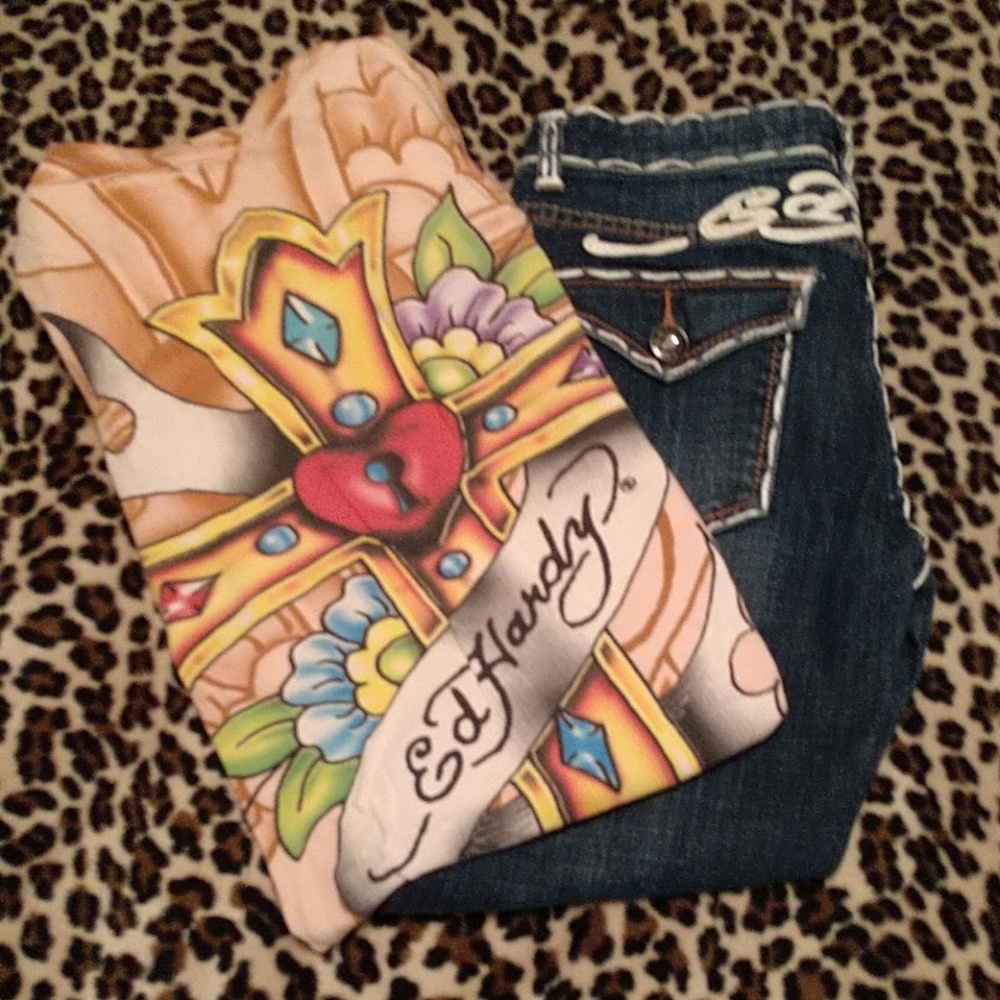 ED HARDY DENIM CAPRIS